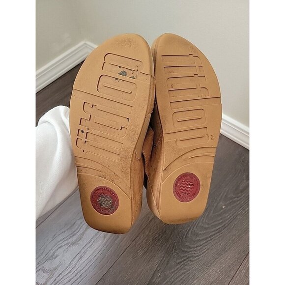 AMAZING! Fitflop Arena Gladiator Leather Ankle Wrap Sandals Sz 8 Tan - Picture 6 of 8